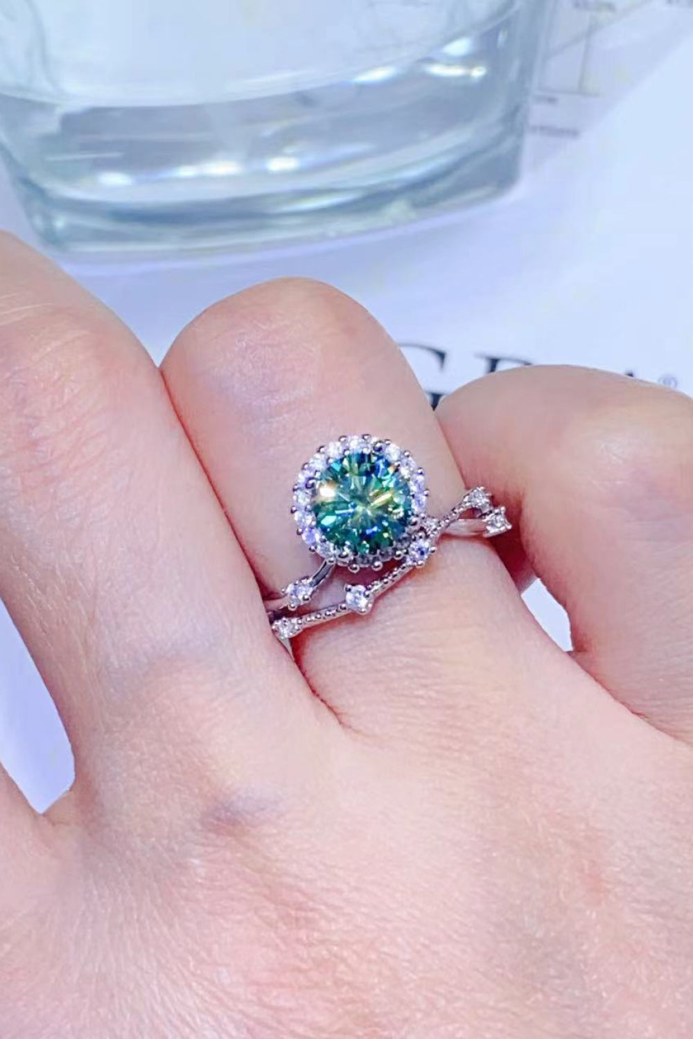 1 Carat Green Sparkala™ Platinum-Plated Ring