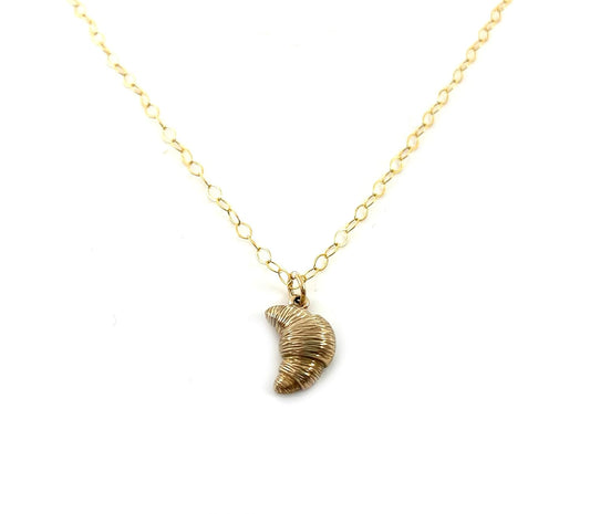 Dainty Croissant Charm Necklace – 14k Gold Filled | Handmade Foodie Gift
