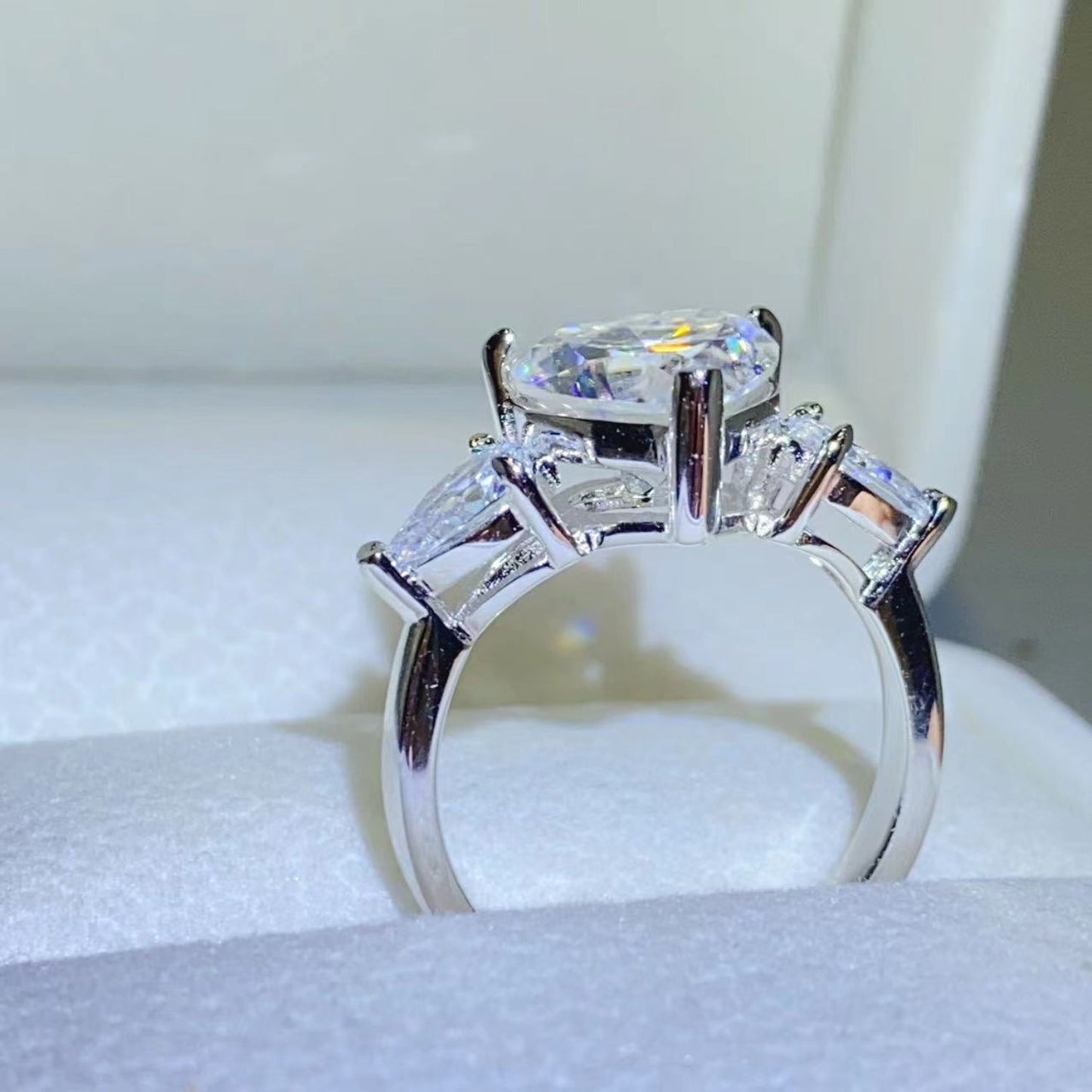 3 Carat Heart-Shaped Sparkala™ Pure Sterling Silver Ring With Sidestones