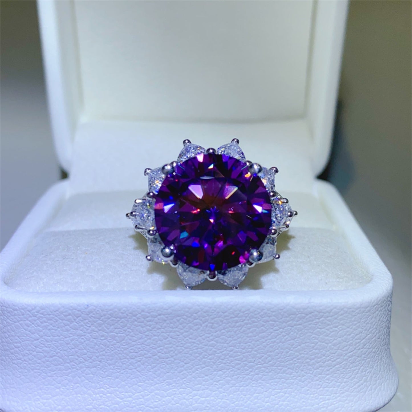 10 Carat Purple Sparkala™ Pure Sterling Silver Flower Shape Ring