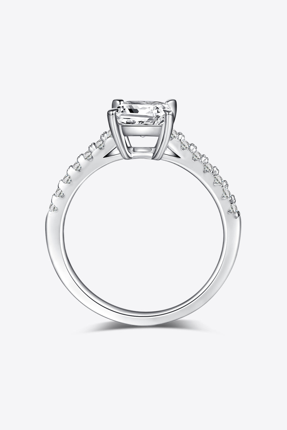 1.21 Carat Princess-Cut Sparkala™ Side Stone Ring (Platinum Over Pure Sterling Silver)