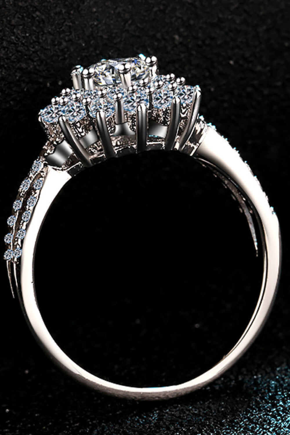 Sparkala™ Flower-Shape Split Shank Ring (Platinum Over Pure Sterling Silver)