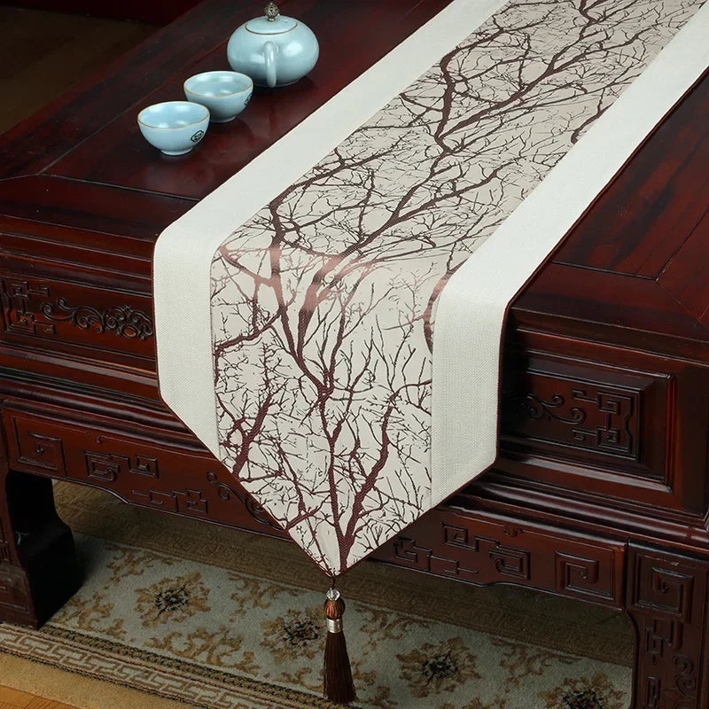 Traditional Chinese High-End Tablerunner/Table Flag – Jacquard Brocade Decorative Runner for Dining, Console & Bed