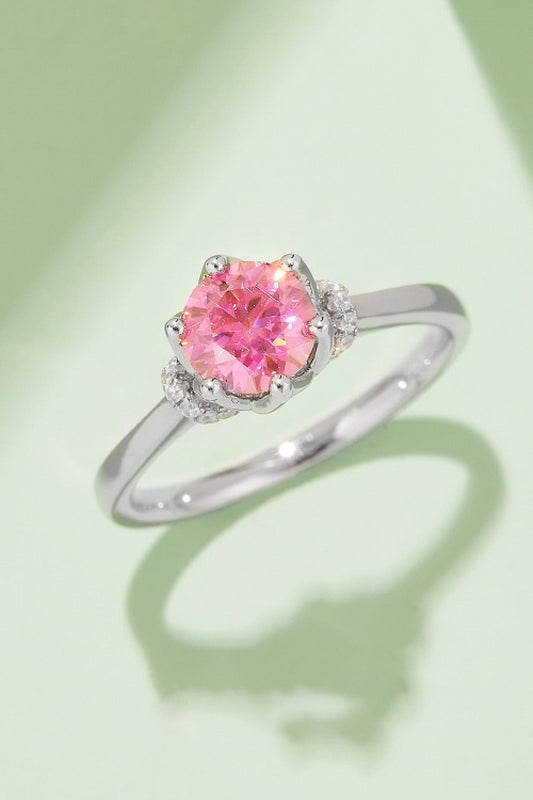 1 Carat Round Brilliant Round Cut Sparkala™ Contrast Platinum Over Pure Sterling Silver Ring (Pink, Yellow, or Aqua)