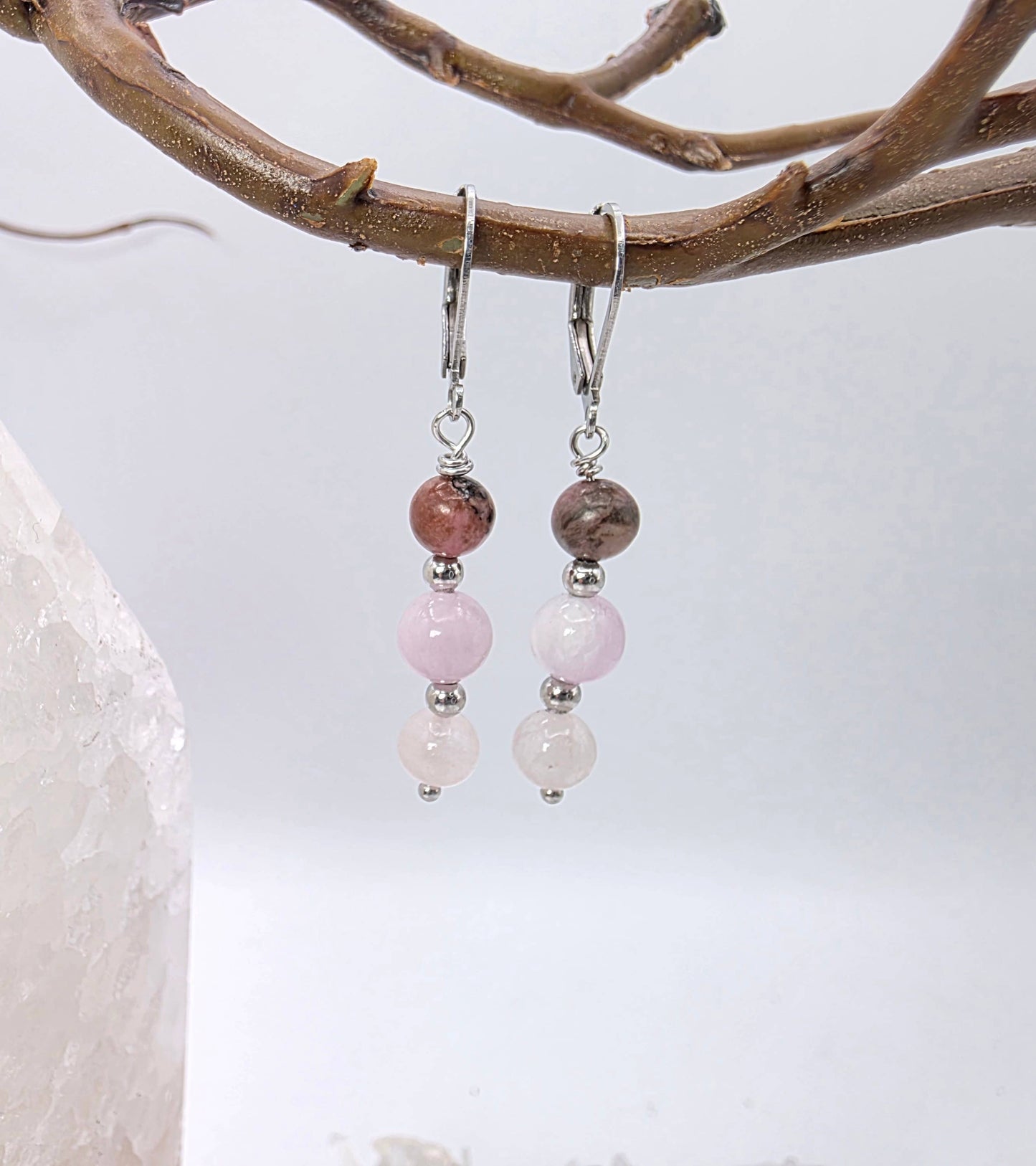 I AM ENOUGH -Kunzite, Rose Quartz, Rhodonite Gem Jewelry Set