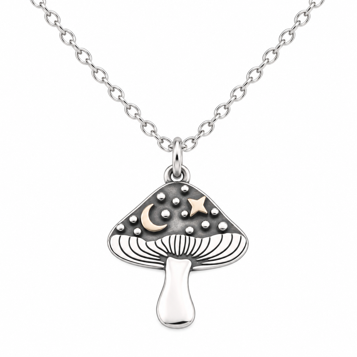 Mushroom & Moon Necklace