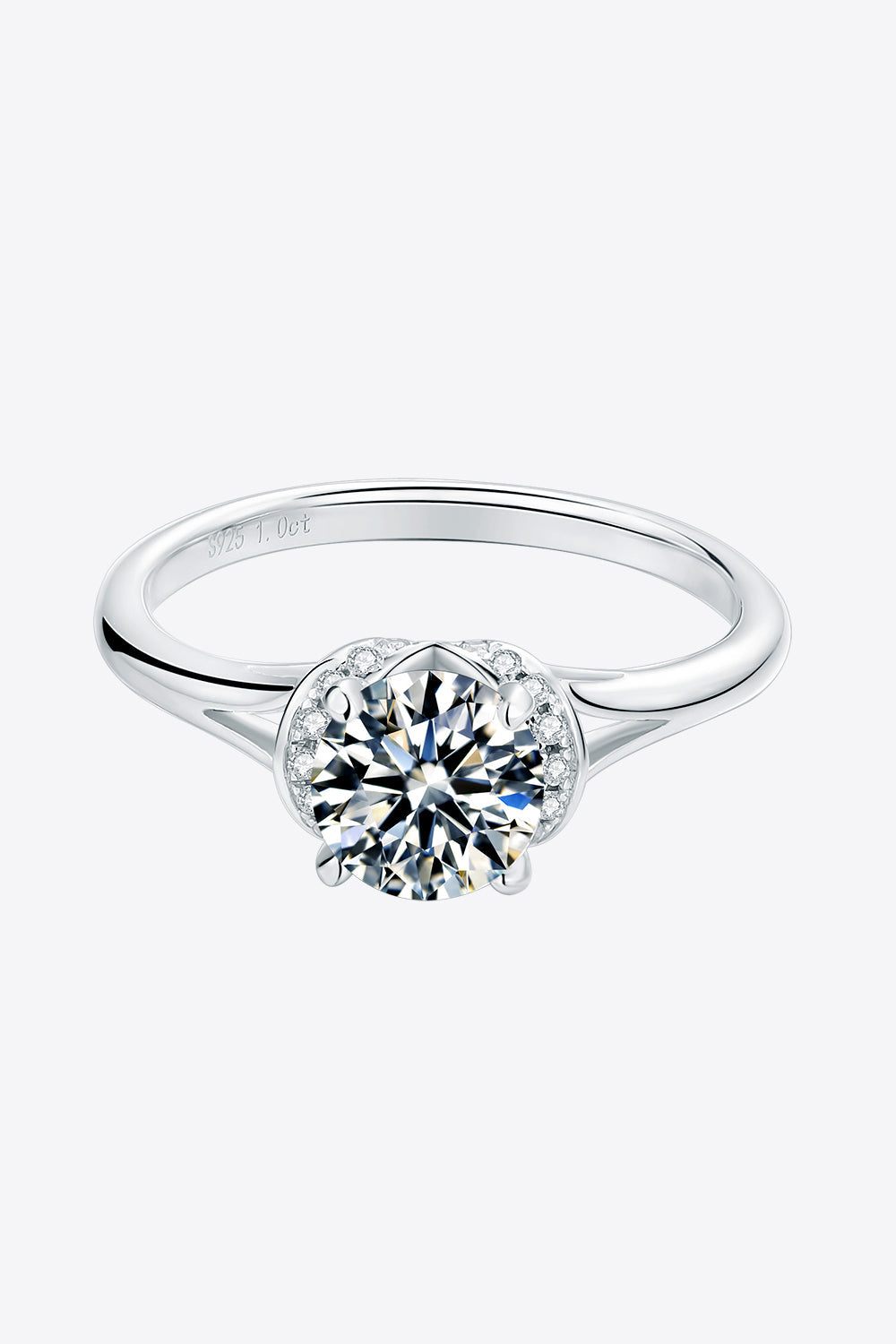 1 Carat Brilliant Round Cut Sparkala™ Platinum Over Pure Sterling Silver Split Shank Ring