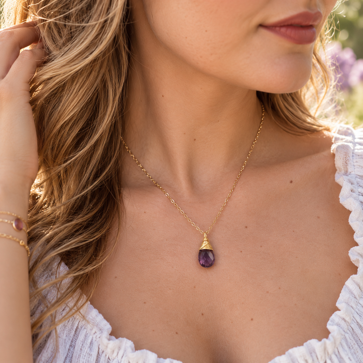 February Birthstone Necklace - 14k Gold Filled