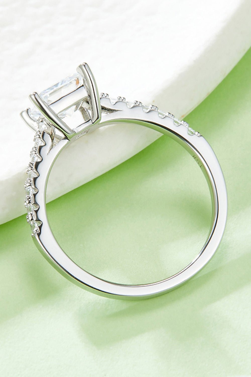 1.21 Carat Princess-Cut Sparkala™ Side Stone Ring (Platinum Over Pure Sterling Silver)