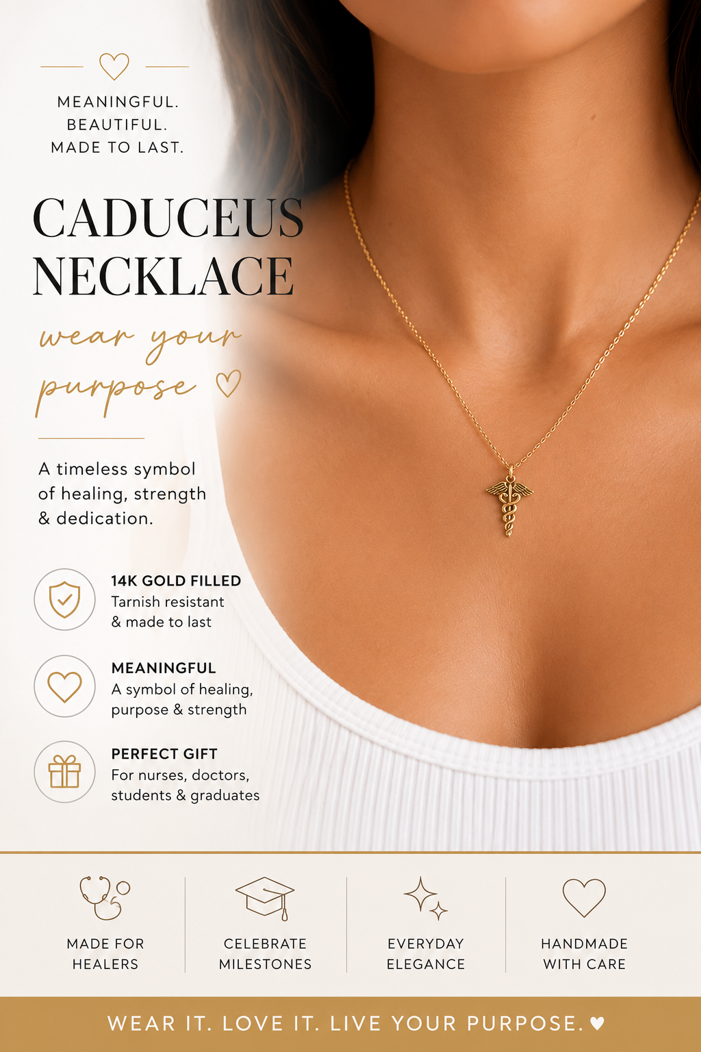 Caduceus Charm Necklace