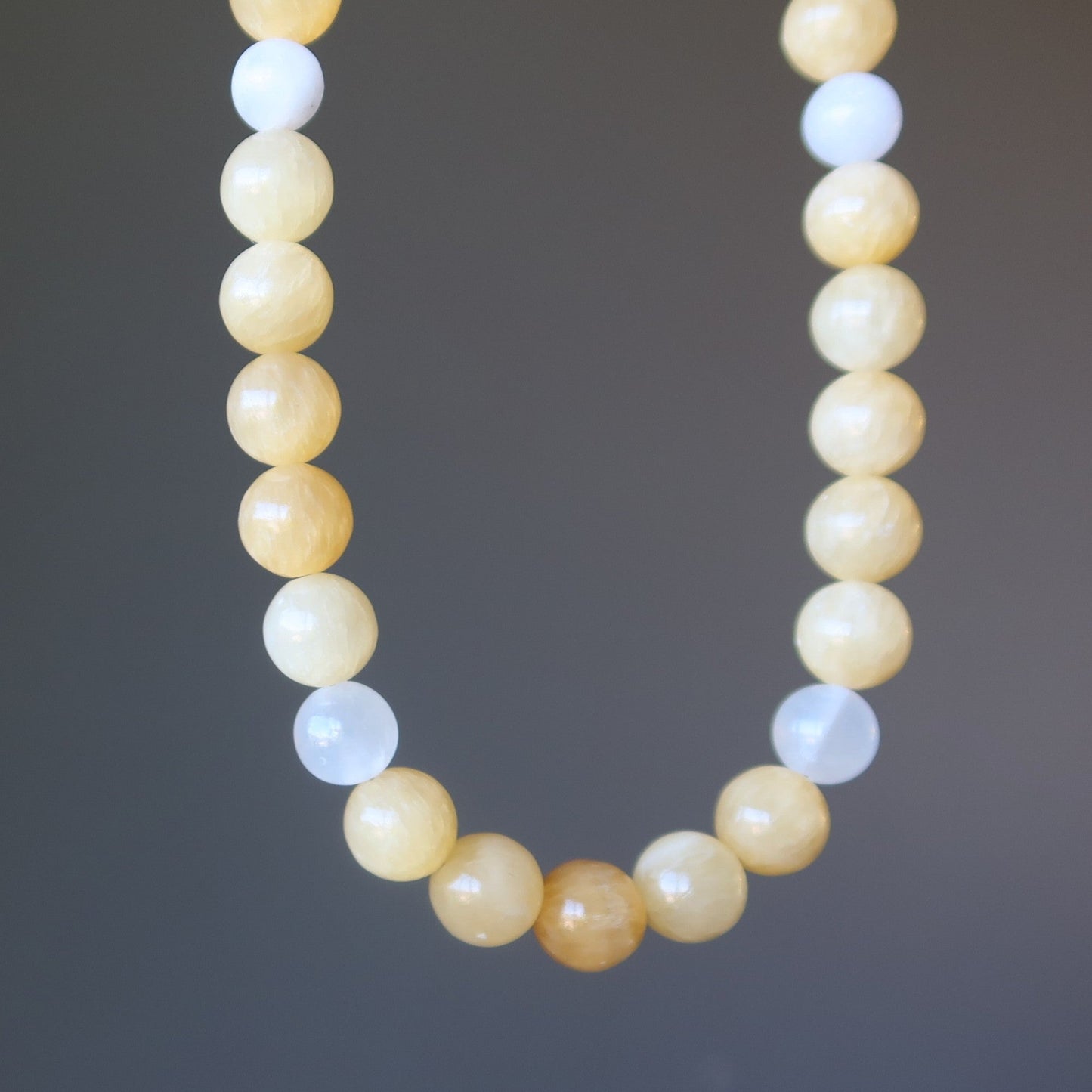 Yellow Calcite Necklace Intense Feelings White