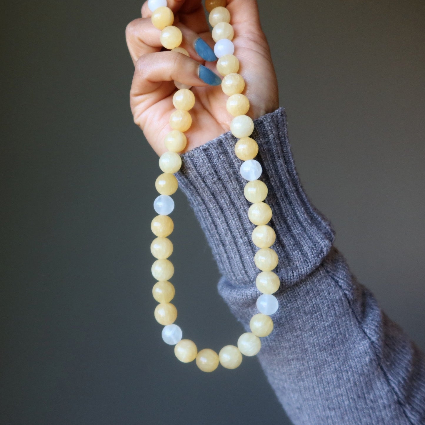Yellow Calcite Necklace Intense Feelings White
