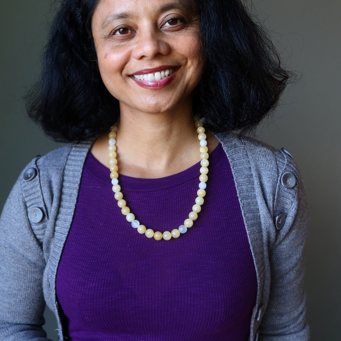 Yellow Calcite Necklace Intense Feelings White