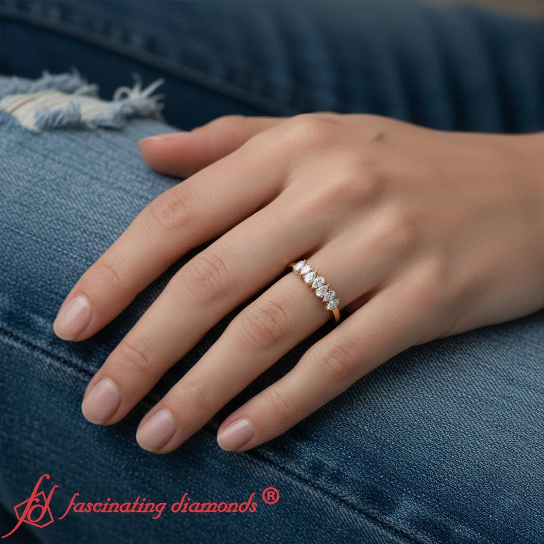 Half Carat 7 Stone Wedding Band Diamond Teardrop
