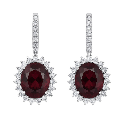 Handmade 14K White Gold Rhodolite Earrings, 12.16ct