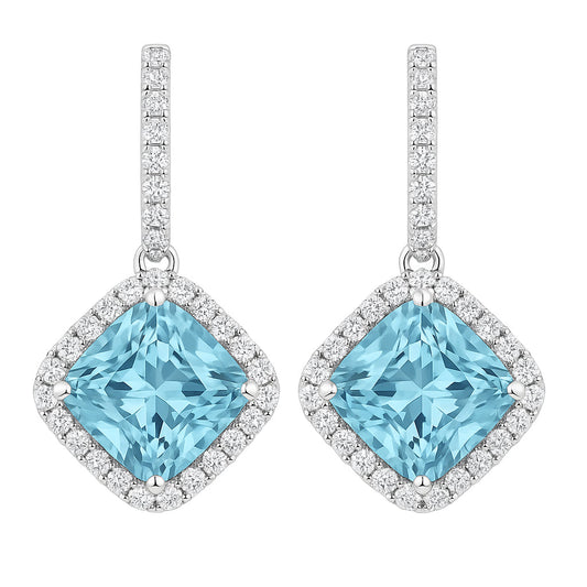 Handmade 18K White Gold Aquamarine Earrings, 12.5ct