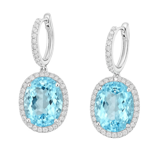 Handmade 18K White Gold Aquamarine Earrings, 8.05ct
