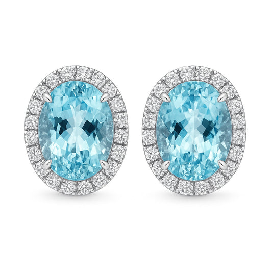 Handmade 18K White Gold Aquamarine Earrings, 9.94ct