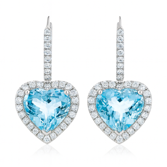 Handmade 18K White Gold Aquamarine Earrings, 9.75ct