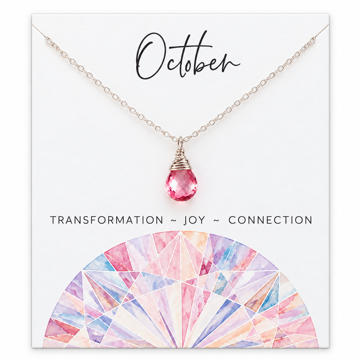 October Birthstone Necklace - Sterling Silver