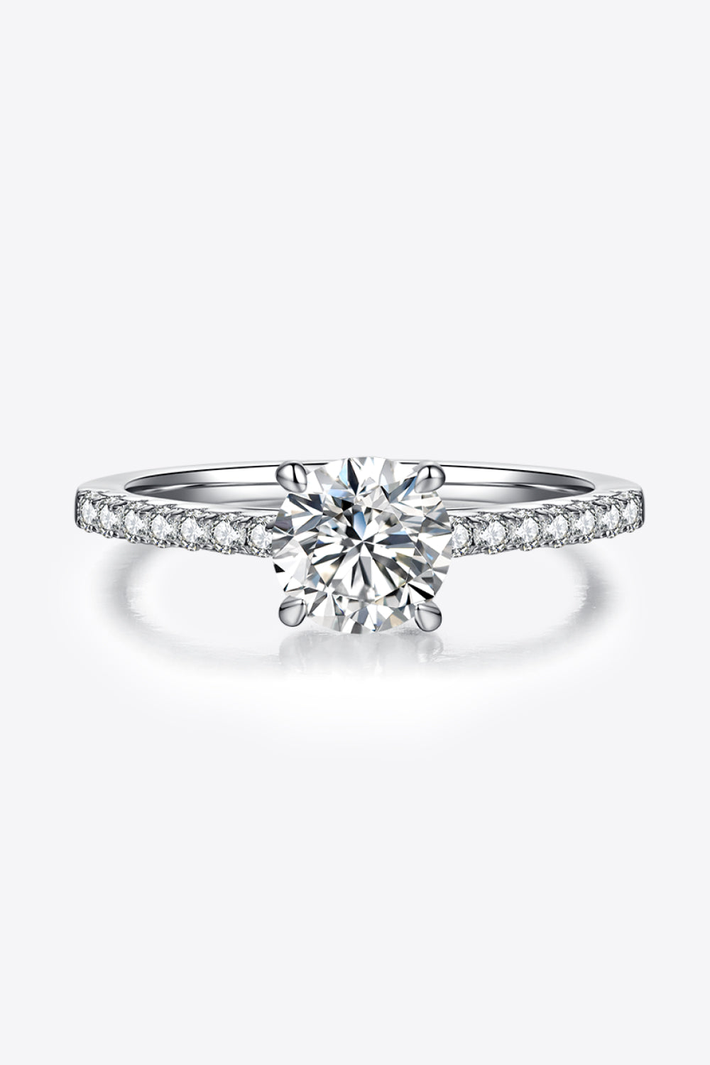 1 Carat Brilliant Round Cut Sparkala™ Platinum Over Pure Sterling Silver Side Stone Ring