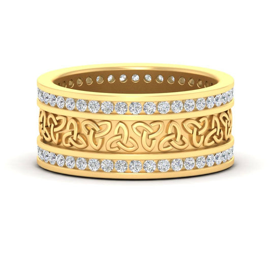 Celtic Knot Diamond Wide Wedding Band Ring
