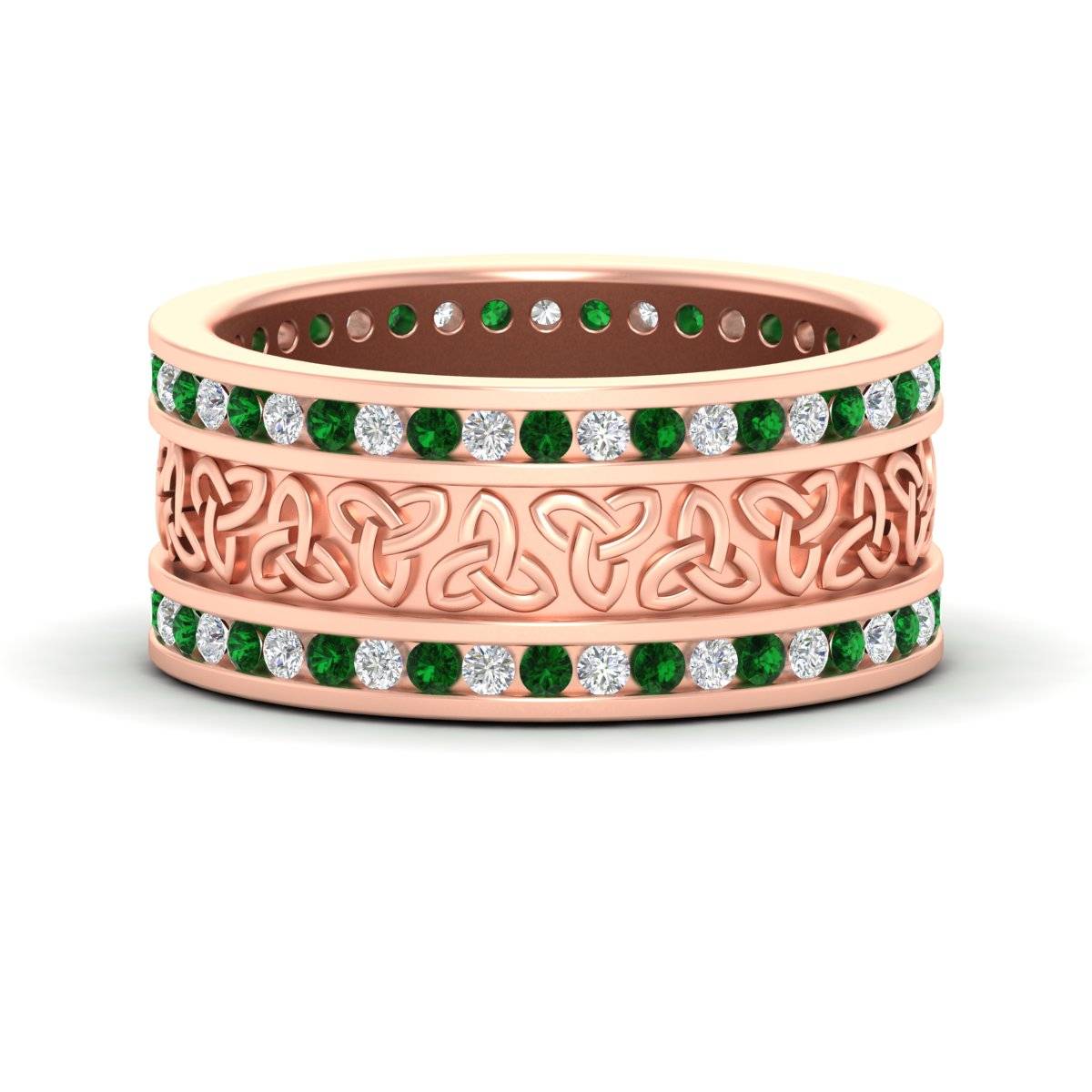 Celtic Knot Diamond Wide Wedding Band Ring