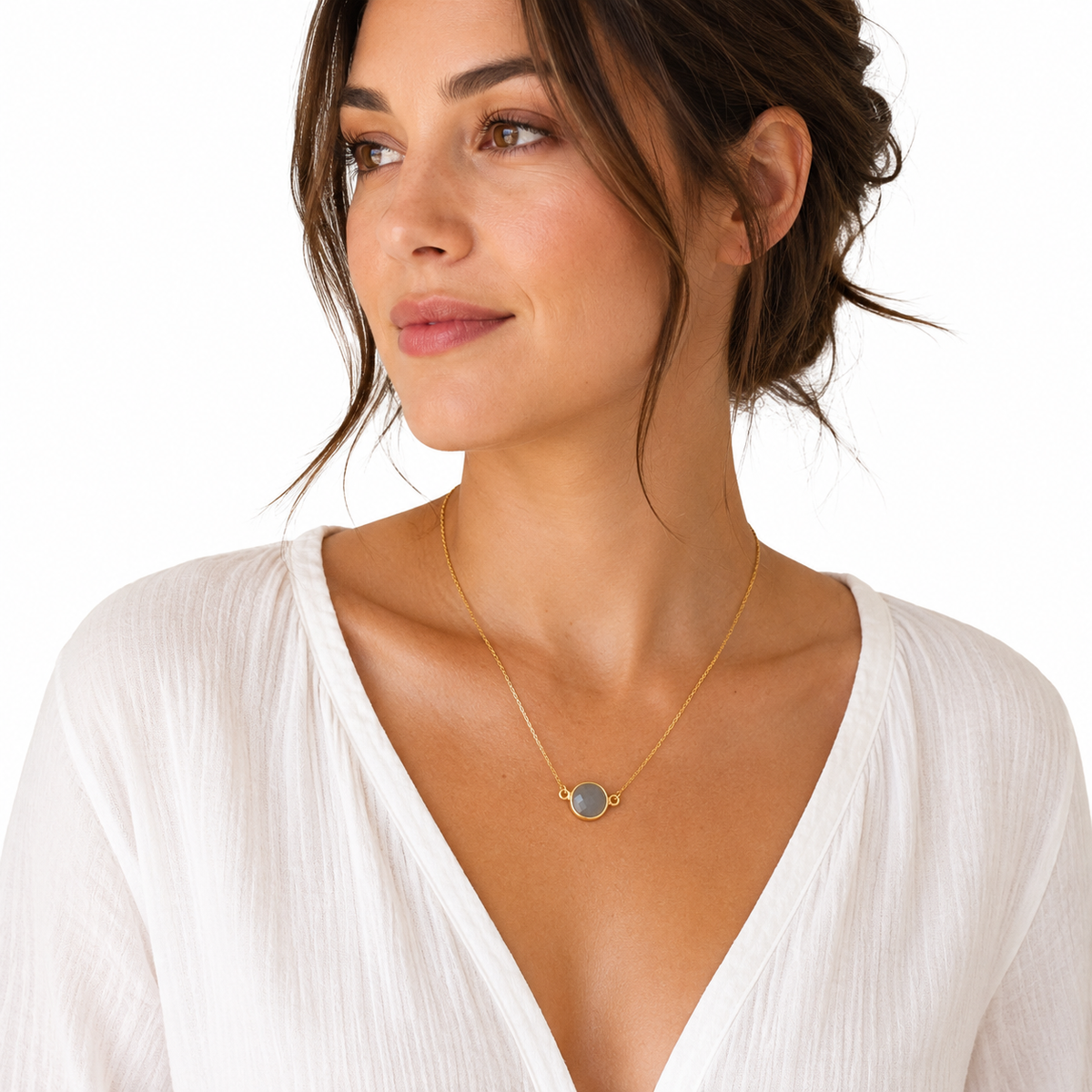 Gray Chalcedony Gold Filled Necklace