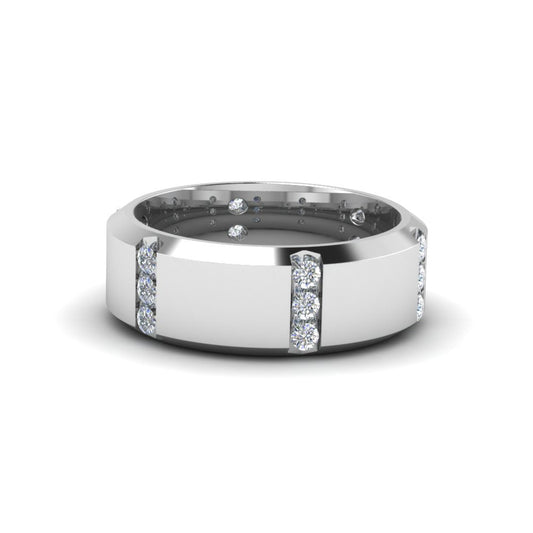 Channel Set 3 Stone Mens Anniversary Ring