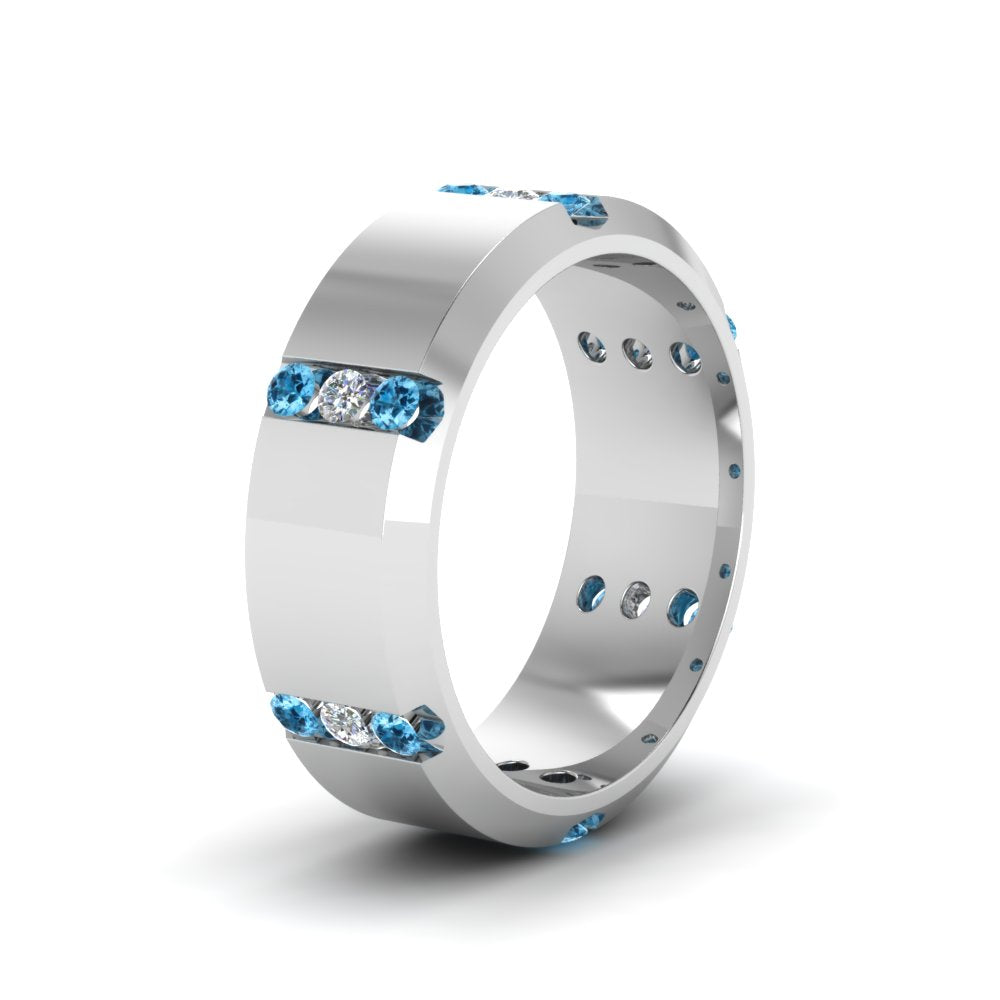 Channel Set 3 Stone Mens Anniversary Ring