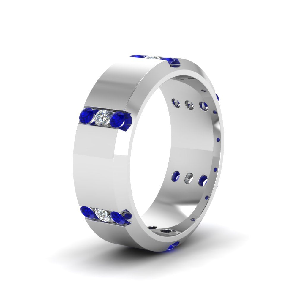 Channel Set 3 Stone Mens Anniversary Ring