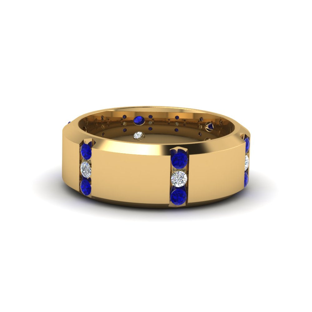 Channel Set 3 Stone Mens Anniversary Ring