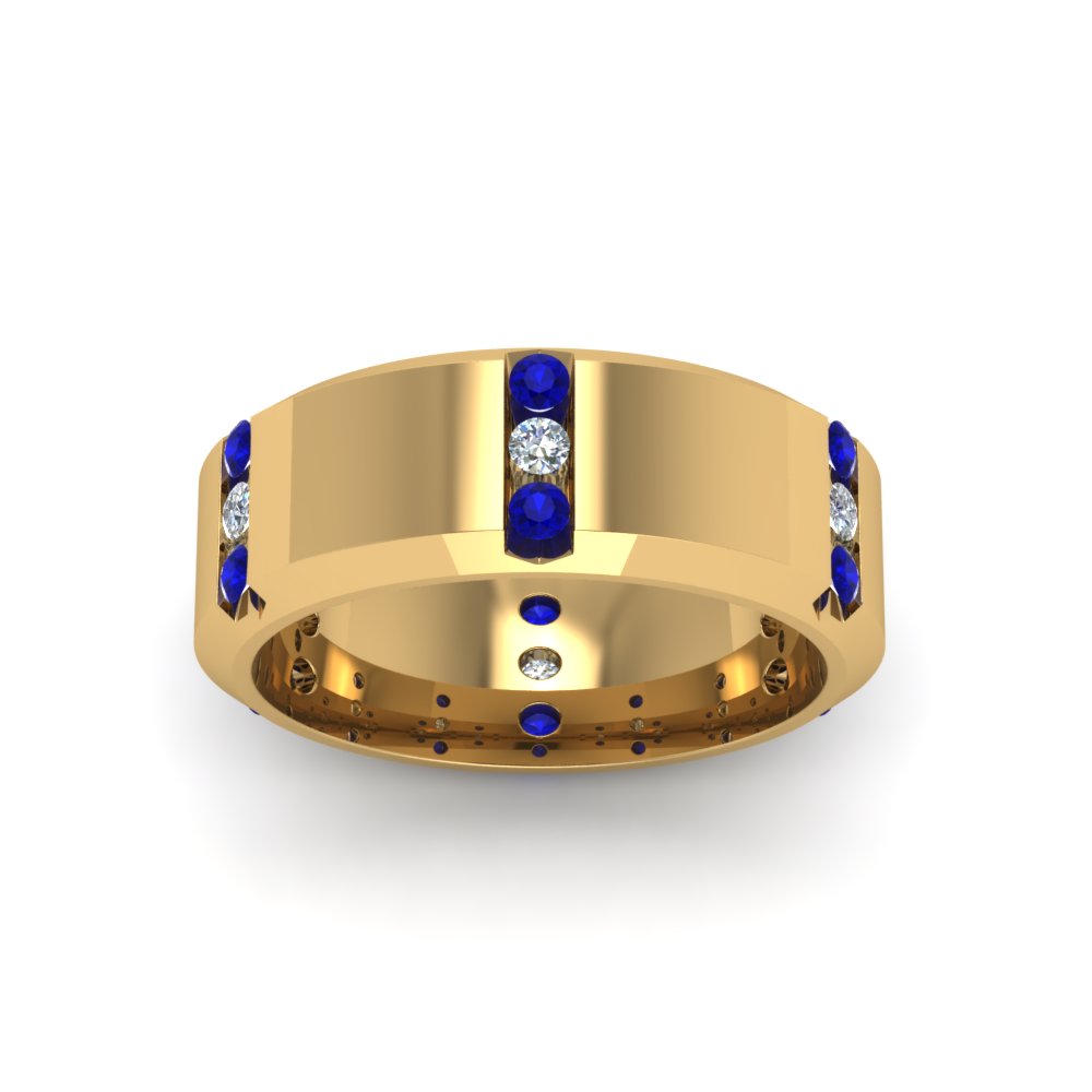 Channel Set 3 Stone Mens Anniversary Ring
