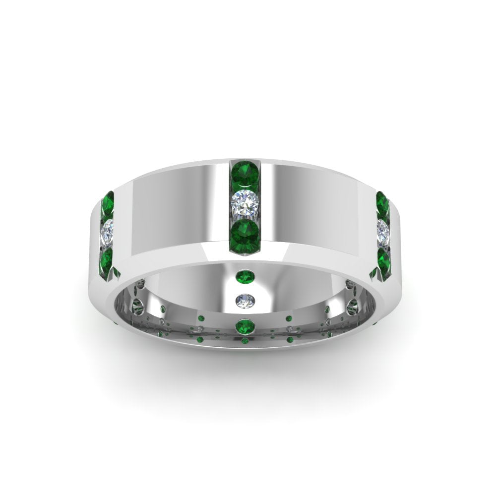Channel Set 3 Stone Mens Anniversary Ring