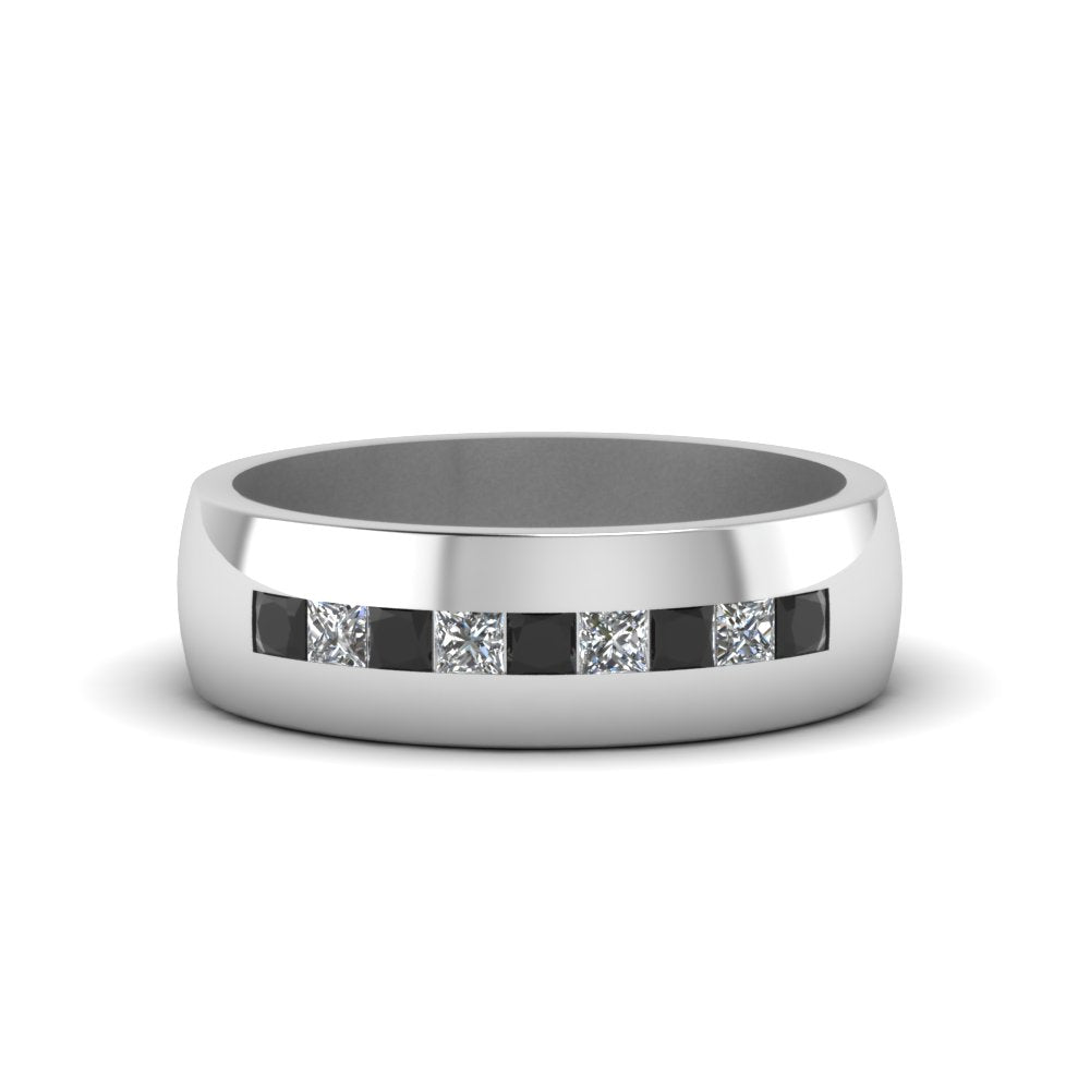 Mens Channel Set Square Wedding Ring