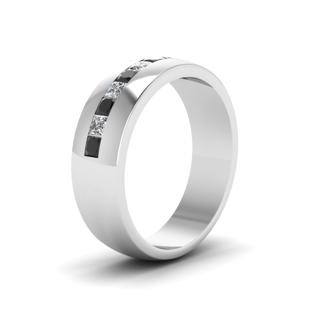 Mens Channel Set Square Wedding Ring