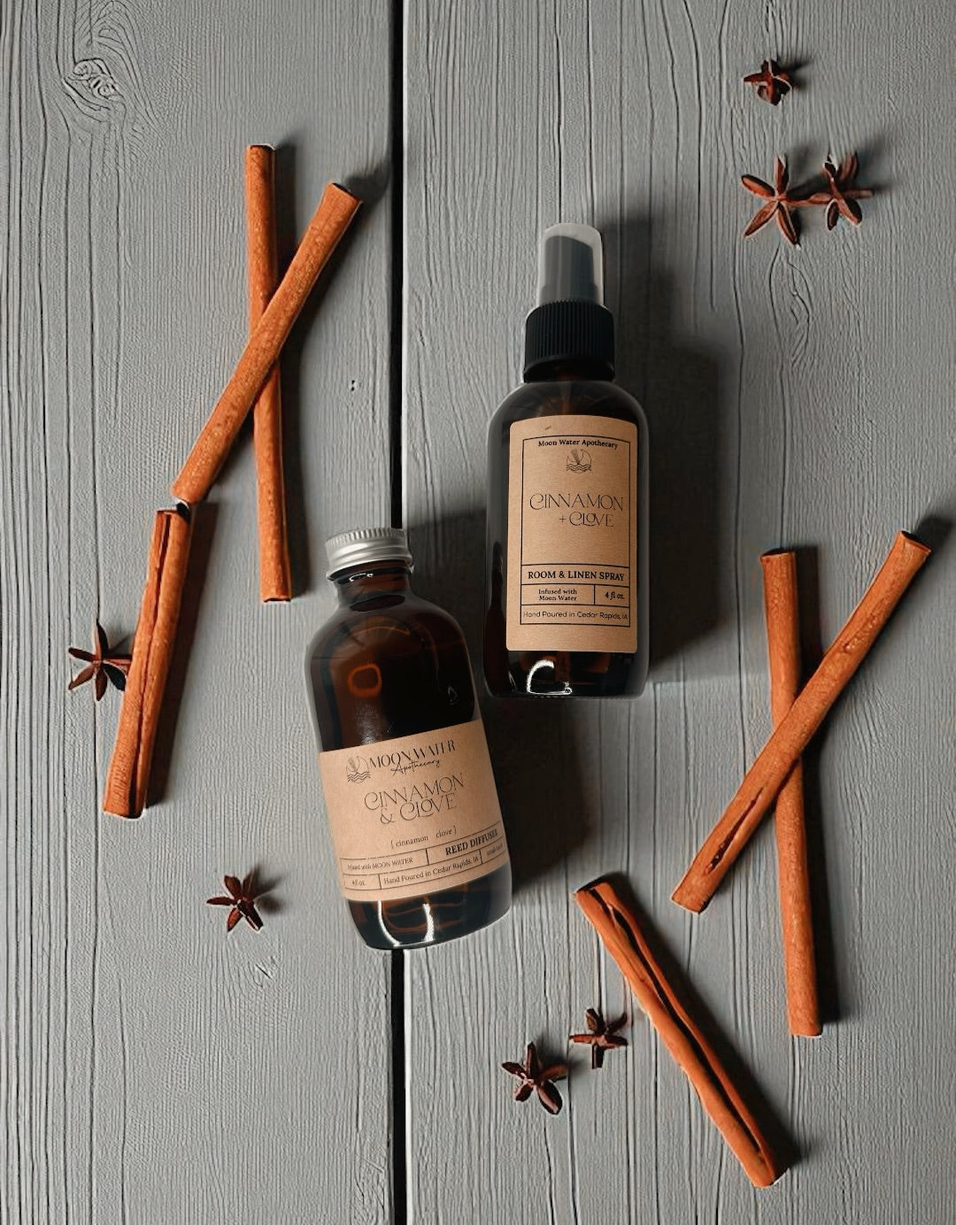 Cinnamon + Clove - ROOM SPRAY & REED DIFFUSER, Warm Spiced Home Fragrance