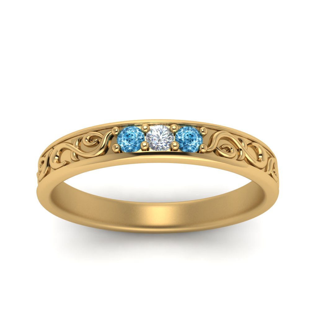 Classic Mens 3 Stone Wedding Band