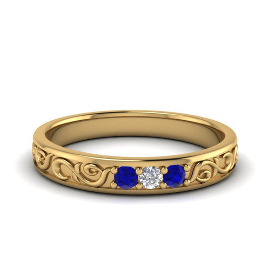 Classic Mens 3 Stone Wedding Band
