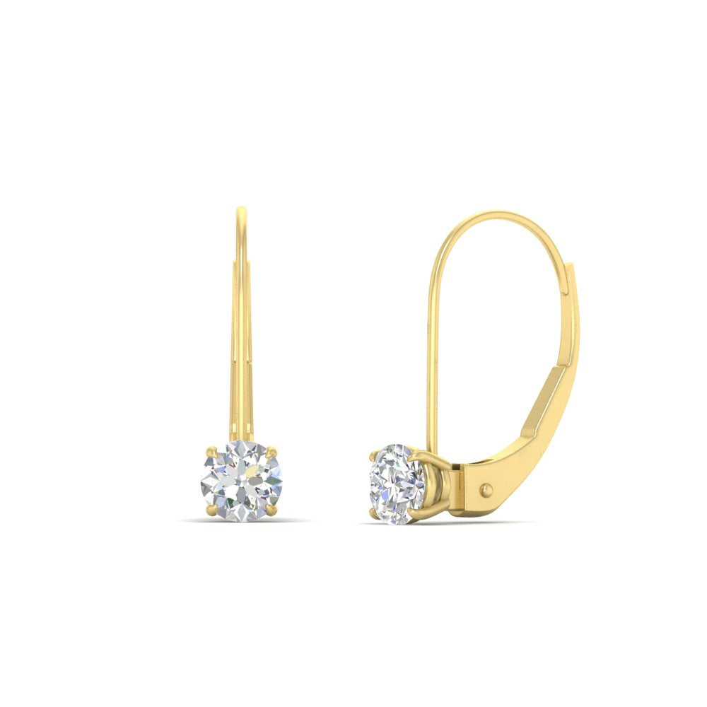 Small Round Diamond Studs Lever Back Earring