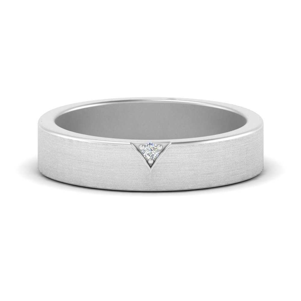 Classic V Shaped Solitaire Stone Mens Band