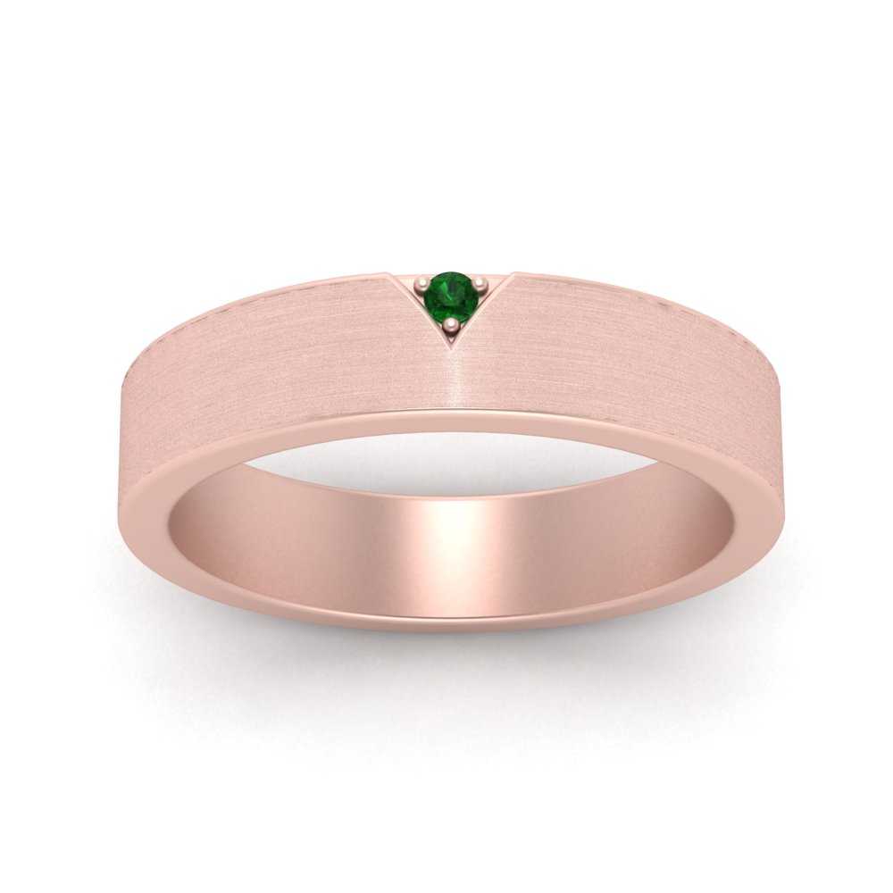 Classic V Shaped Solitaire Stone Mens Band