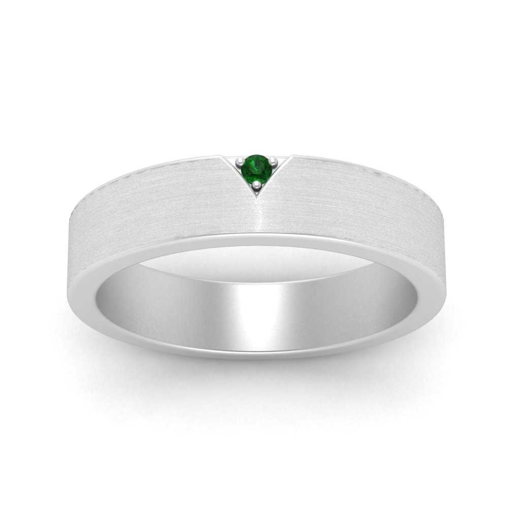 Classic V Shaped Solitaire Stone Mens Band