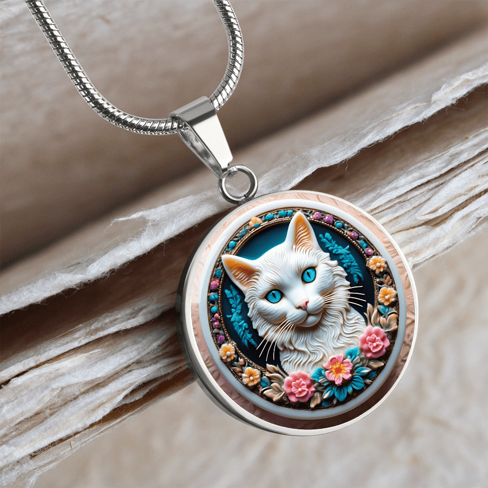 Colorful Cat Cameo Necklace
