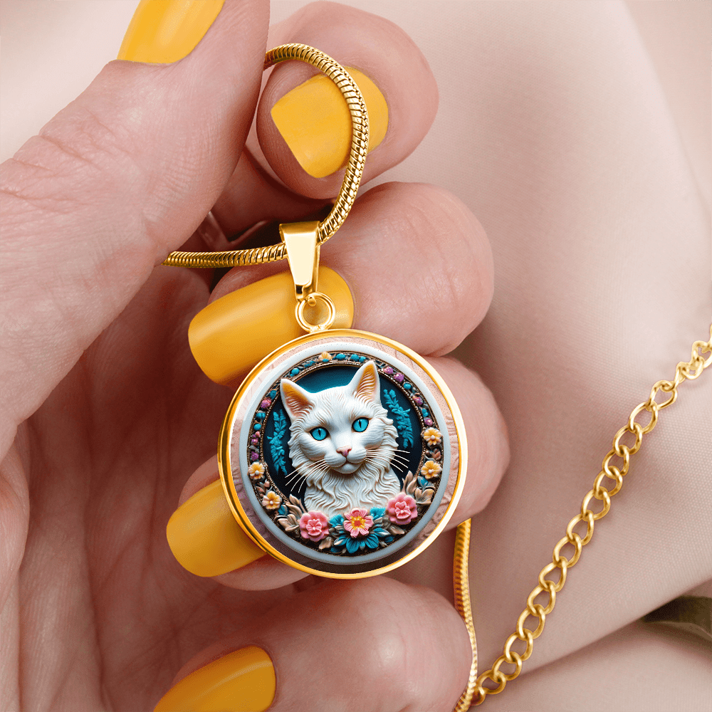 Colorful Cat Cameo Necklace