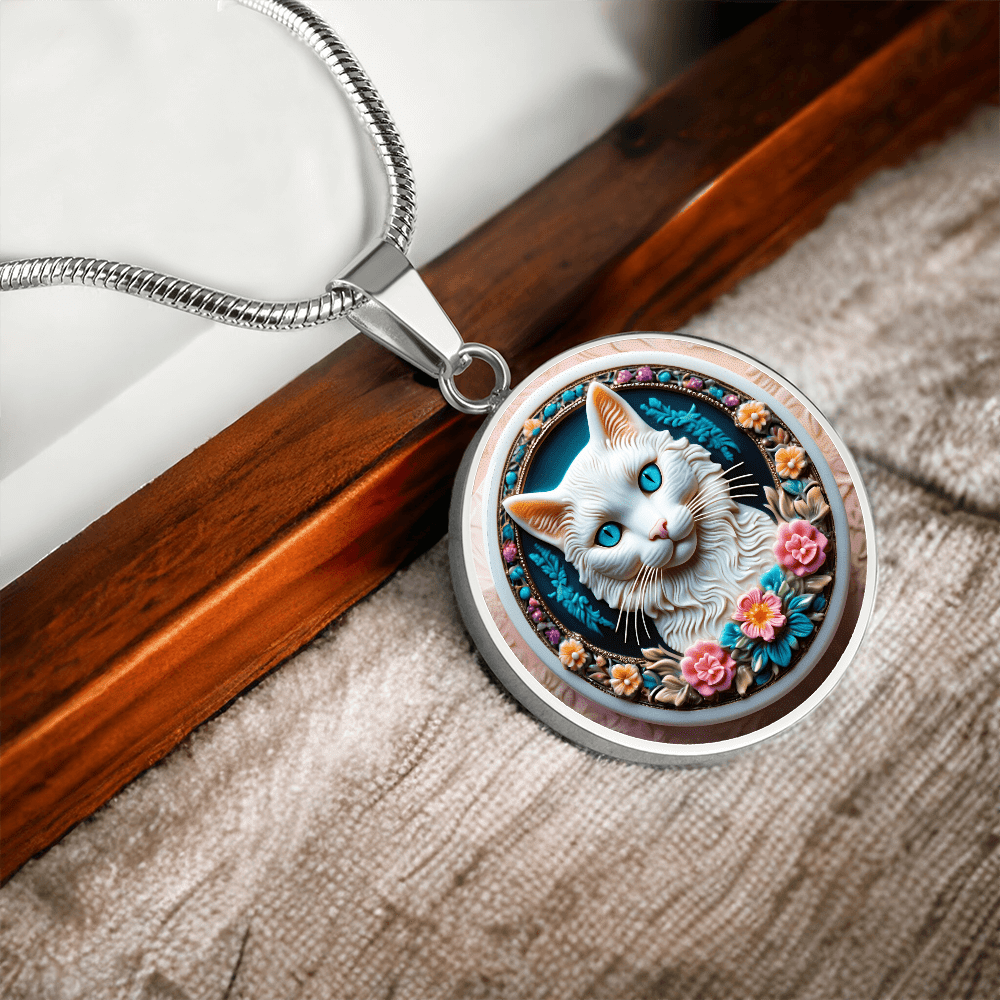 Colorful Cat Cameo Necklace