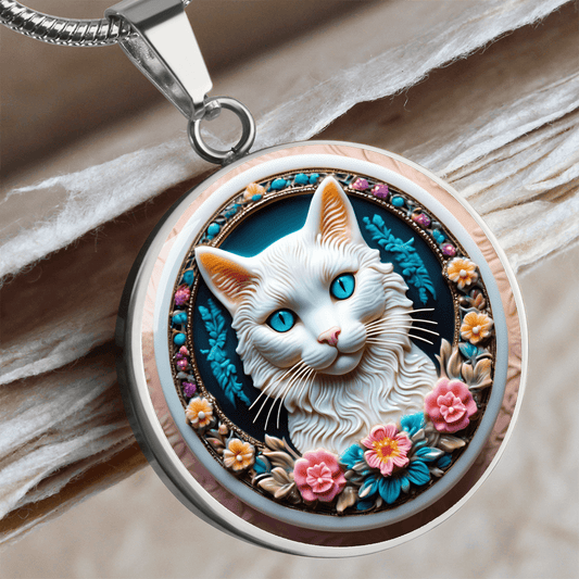 Colorful Cat Cameo Necklace