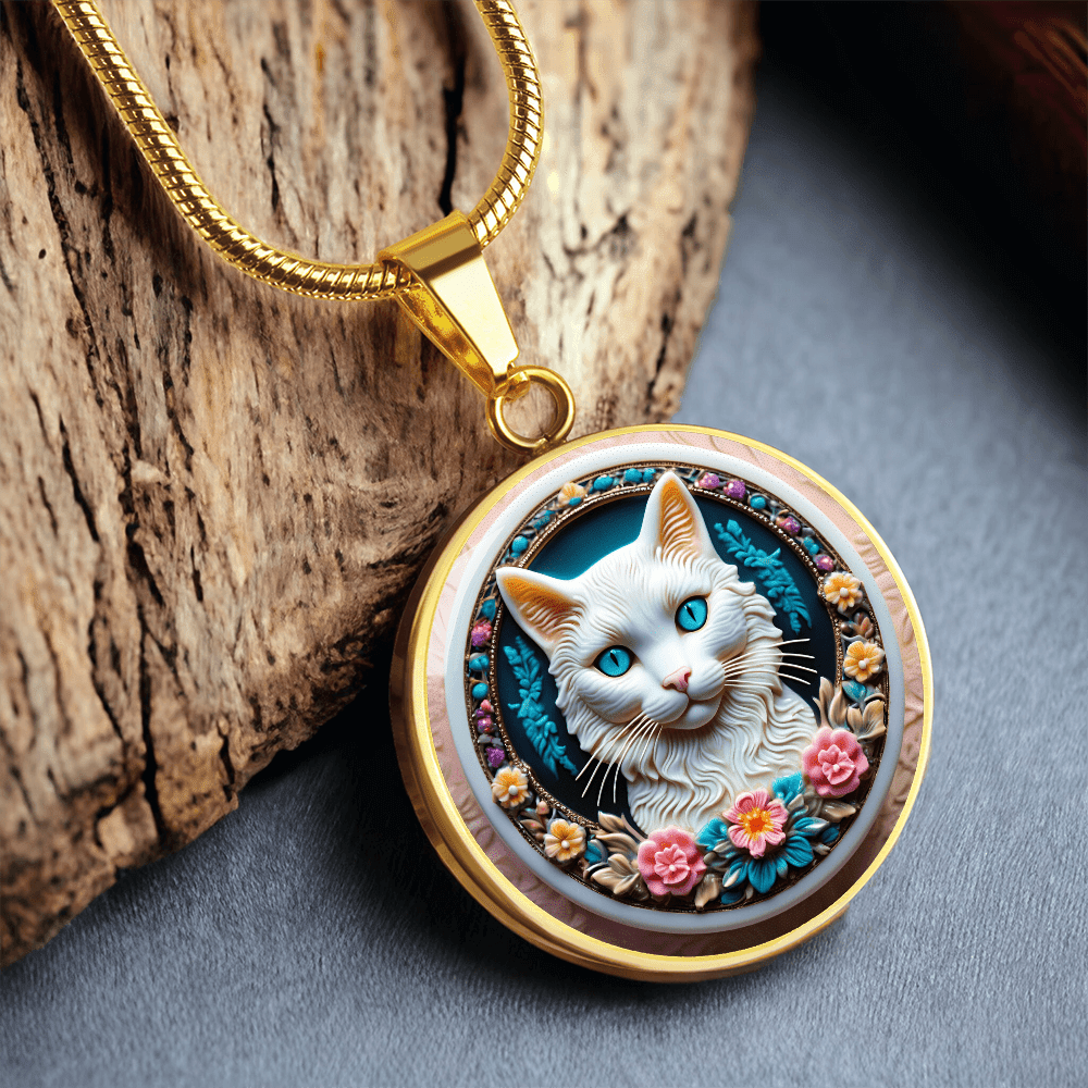 Colorful Cat Cameo Necklace