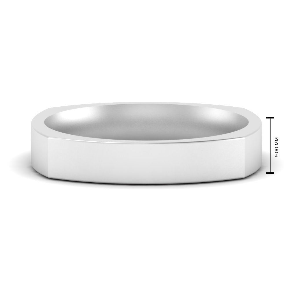 4 mm Square Comfort Fit Mens Wedding Band