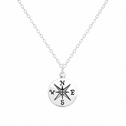 Sterling Silver Compass Necklace